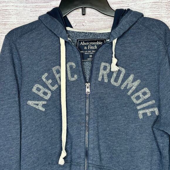 Abercrombie & Fite Men's Blue Gray Hooded Zip Up Sweatshirt Jacket Size XS - Picture 7 of 13